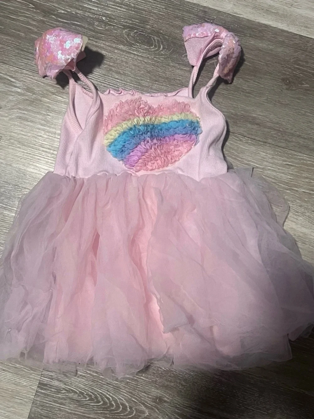 Lola + the boys size 2 Pink Rainbow sequin Tulle Kids Dress